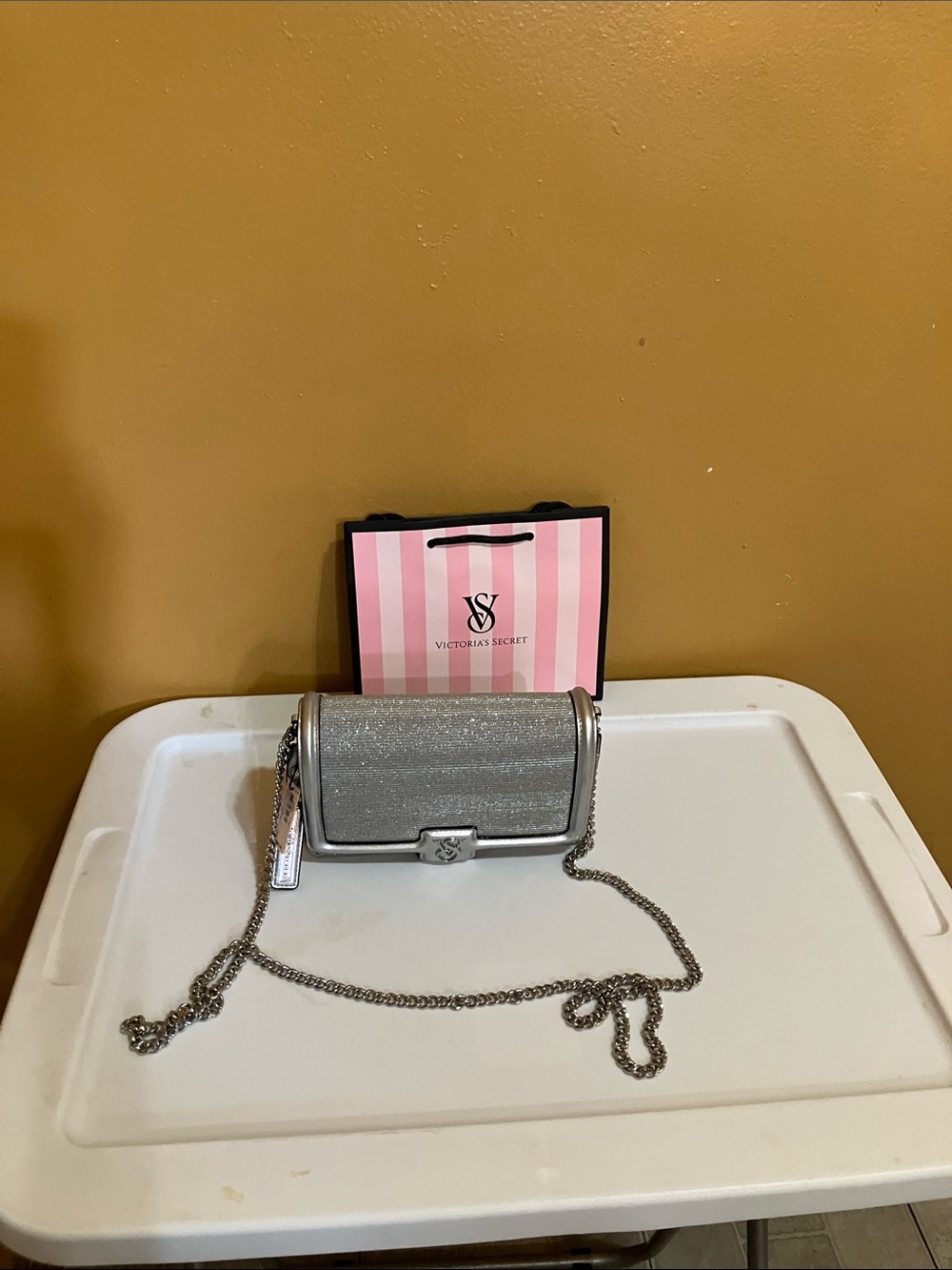 Victoria's Secret Silver Glitter Chain Shoulder Bag